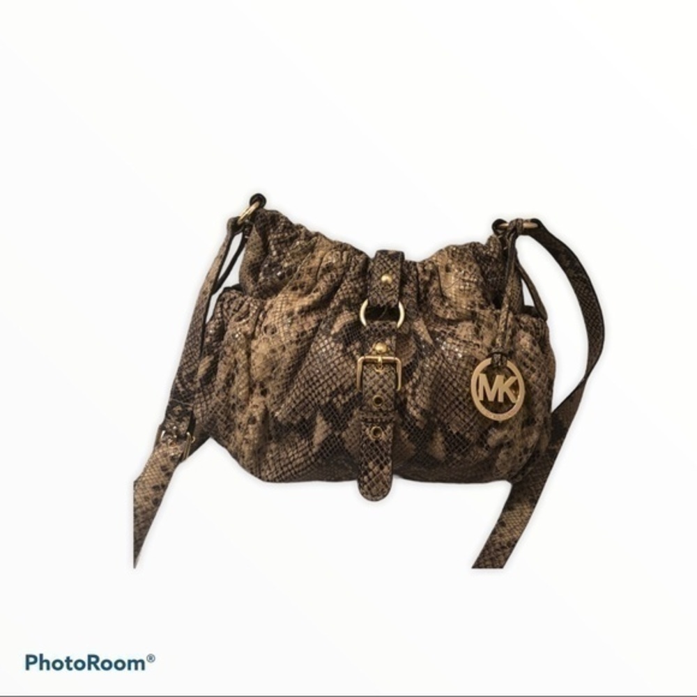 Michael kors python embossed leather messenger bag - image 2